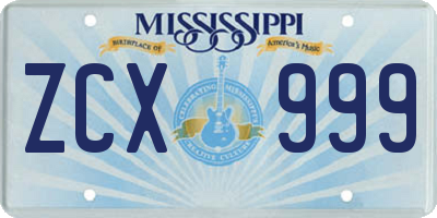 MS license plate ZCX999