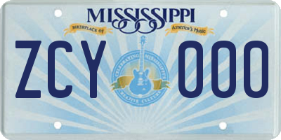 MS license plate ZCY000