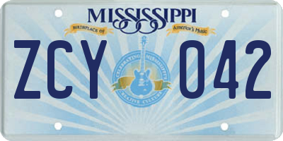 MS license plate ZCY042