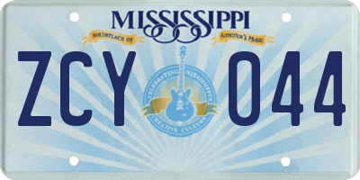 MS license plate ZCY044