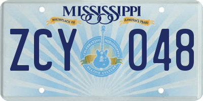 MS license plate ZCY048