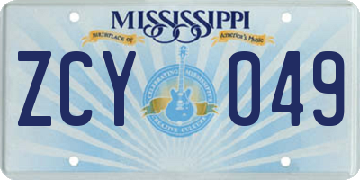 MS license plate ZCY049