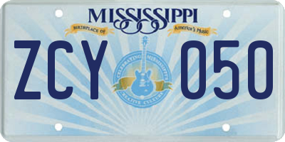 MS license plate ZCY050