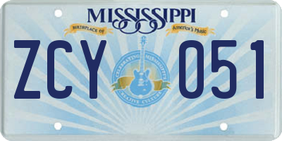 MS license plate ZCY051