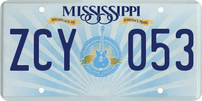 MS license plate ZCY053