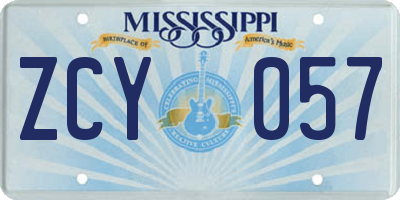 MS license plate ZCY057