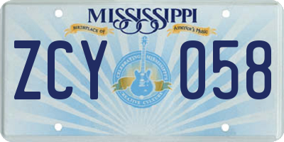MS license plate ZCY058