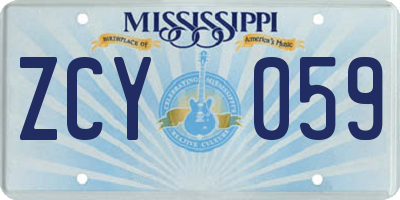 MS license plate ZCY059