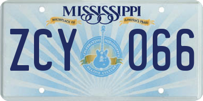 MS license plate ZCY066