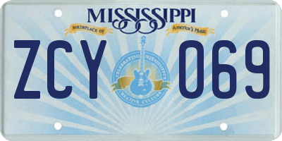 MS license plate ZCY069