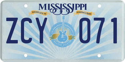 MS license plate ZCY071