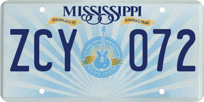 MS license plate ZCY072