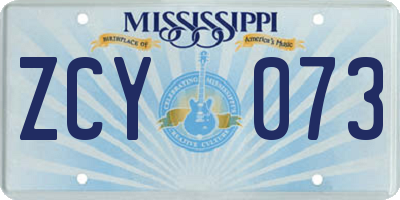 MS license plate ZCY073