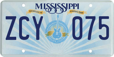 MS license plate ZCY075