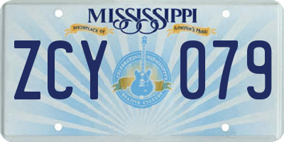 MS license plate ZCY079