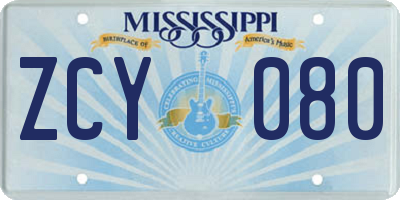 MS license plate ZCY080
