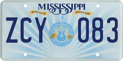 MS license plate ZCY083