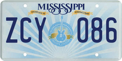 MS license plate ZCY086