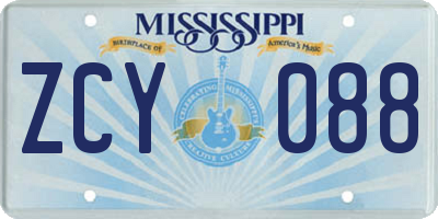 MS license plate ZCY088