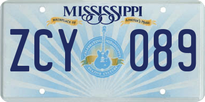 MS license plate ZCY089