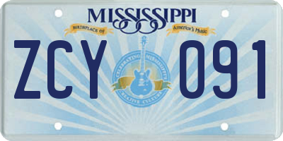 MS license plate ZCY091