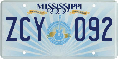 MS license plate ZCY092