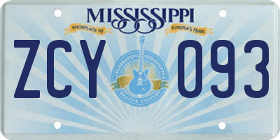 MS license plate ZCY093
