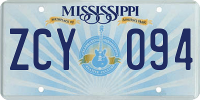 MS license plate ZCY094