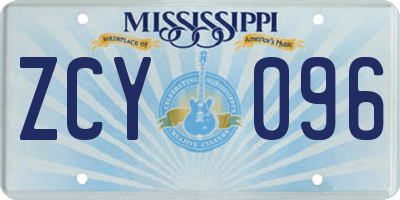 MS license plate ZCY096