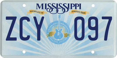 MS license plate ZCY097