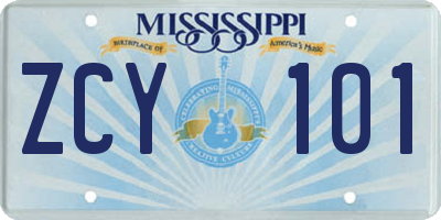 MS license plate ZCY101