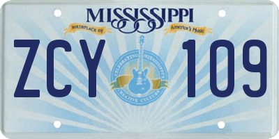 MS license plate ZCY109