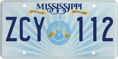 MS license plate ZCY112