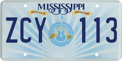 MS license plate ZCY113