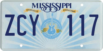 MS license plate ZCY117