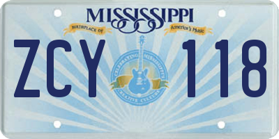 MS license plate ZCY118