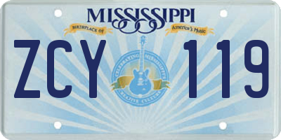 MS license plate ZCY119