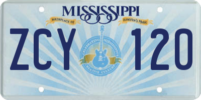 MS license plate ZCY120