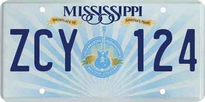 MS license plate ZCY124