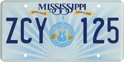 MS license plate ZCY125