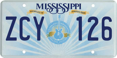 MS license plate ZCY126