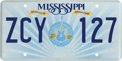 MS license plate ZCY127