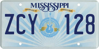 MS license plate ZCY128
