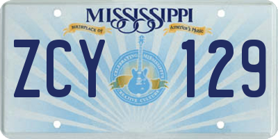 MS license plate ZCY129