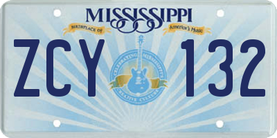 MS license plate ZCY132