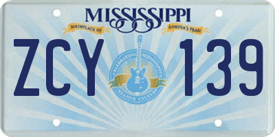MS license plate ZCY139