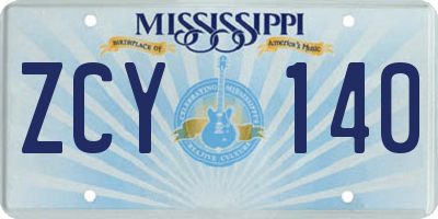 MS license plate ZCY140