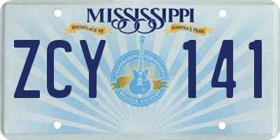 MS license plate ZCY141