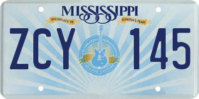 MS license plate ZCY145
