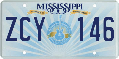 MS license plate ZCY146